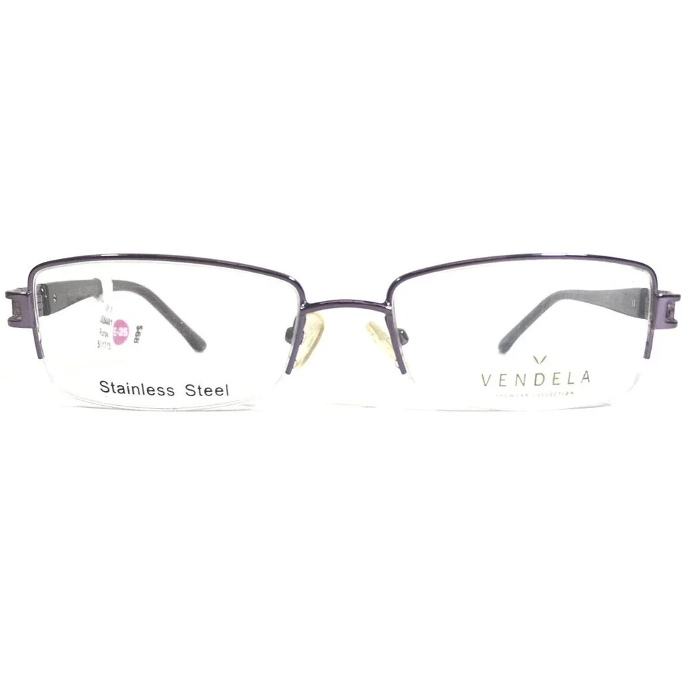 Vendela Eyeglasses Frames V 1016-1 Purple Rectangular Half Rim 51-17-135